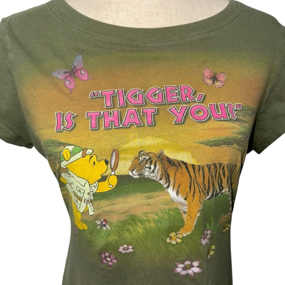 Disney Olive Green Animal Kingdom Winnie the Pooh Graphic Tee Short Cotton XXL - Picture 6 of 8
